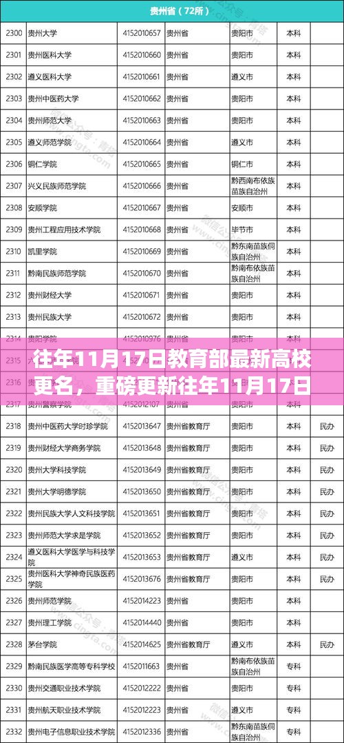 往年11月17日教育部高校更名最新动态全解析