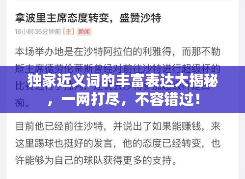 独家近义词的丰富表达大揭秘，一网打尽，不容错过！