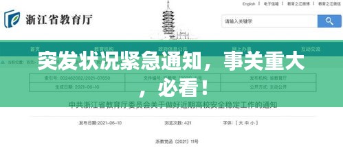 突发状况紧急通知，事关重大，必看！